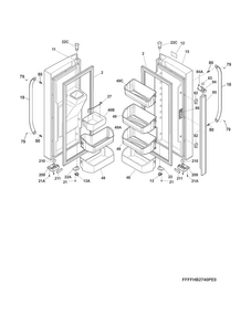 Fresh Food Door Diagram and Parts List for CFD28WIQB0  Crosley Refrigerator