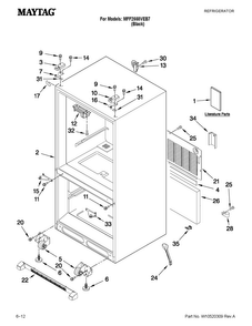 Cabinet Parts Diagram and Parts List for MFF2558VEB7  Maytag Refrigerator
