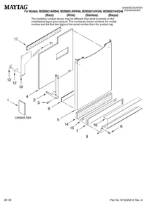 Door And Panel Parts Diagram and Parts List for MDB6601AWQ46  Maytag Dishwasher