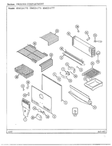 Freezer Compartment Diagram and Parts List for HMG241777  Admiral Refrigerator