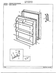 Fresh Food Door Diagram and Parts List for 18090-0F  Admiral Refrigerator