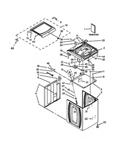 Top And Cabinet Parts Diagram and Parts List for MVWB725BW0  Maytag Washer