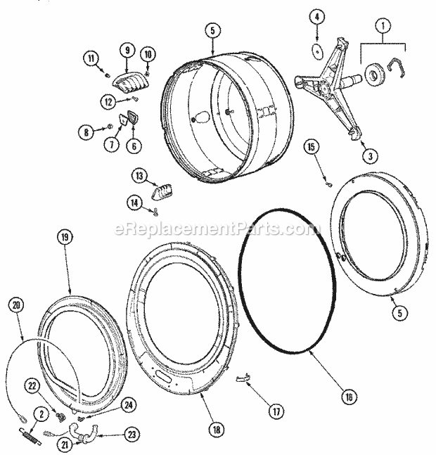 Spinner Assembly & Outer Tub Cover Diagram and Parts List for MAH5500AWW  Maytag Washer