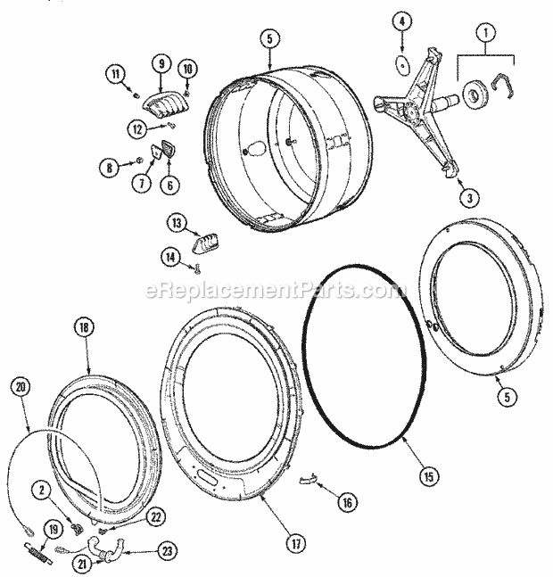 SPINNER ASSEMBLY & OUTER TUB COVER Diagram and Parts List for MAH5500BWW  Maytag Washer