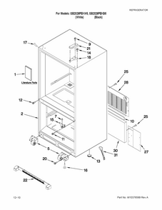 Cabinet Parts Diagram and Parts List for GB2026PEKB5  Amana Refrigerator