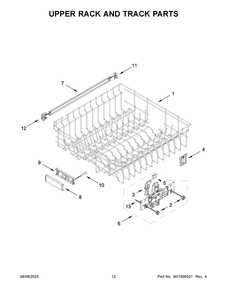 Upper Rack And Track Parts Diagram and Parts List for MDB9979SKZ2  Maytag Dishwasher