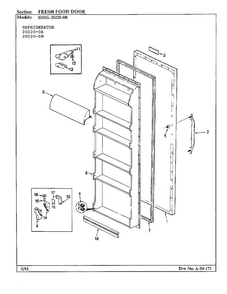 Fresh Food Door Diagram and Parts List for 20220-0A  Admiral Refrigerator