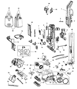 Main Assy Diagram and Parts List for FH50220 SERIES B Hoover Carpet Cleaner