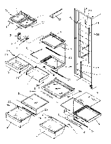 Refrigerator Shelving And Drawers Diagram and Parts List for SRDE528SW-P1184901WW  Amana Refrigerator