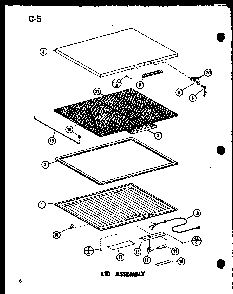 Lid Assembly Diagram and Parts List for C15B-1-C P73980-35WC Amana Freezer