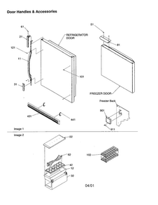 Door Handles And Accessories Diagram and Parts List for BC21V1C-P1325022WC  Amana Refrigerator
