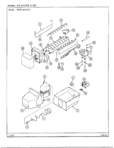 Ice Maker And Bin Diagram and Parts List for 60103-0A  Admiral Refrigerator
