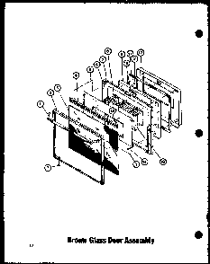 Brown Glass Door Assembly Diagram and Parts List for ADMIC-P8592803S  Amana Range