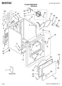 Cabinet Parts Diagram and Parts List for MEDC500VW0  Maytag Dryer