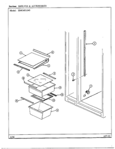 Shelves And Accessories Diagram and Parts List for 301040  Admiral Refrigerator