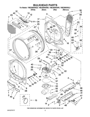 03 - BULKHEAD PARTS Diagram and Parts List for YMEDB850WL0  Maytag Dryer