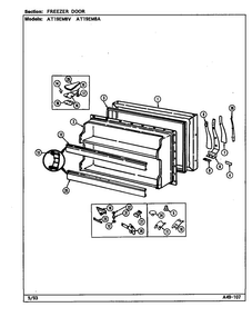 Freezer Door Diagram and Parts List for AT19EM8V DA56A Admiral Refrigerator