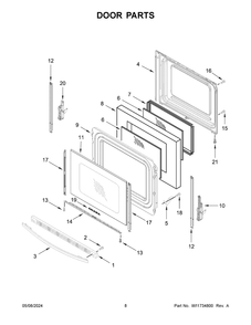 Door Parts Diagram and Parts List for YACR4503SFW9  Amana Range