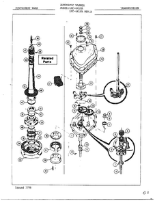 Transmission And Related Parts Diagram and Parts List for 6416A REV A Norge Washer