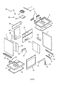 Part Location Diagram of RM231001 Whirlpool MANUAL, SERV GAS RANGE