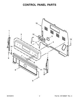 Control Panel Parts Diagram and Parts List for YACR4303MFW4  Maytag Range