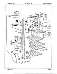 Freezer Compartment Diagram and Parts List for 22572A  Admiral Refrigerator