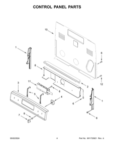 Control Panel Parts Diagram and Parts List for AER6603SMS1  Amana Range