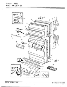 Doors Diagram and Parts List for 19504-0A  Admiral Refrigerator