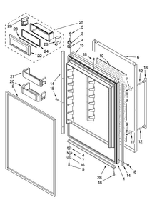 Refrigerator Door Parts Diagram and Parts List for JB36SEFXRB00  Jenn-Air Refrigerator
