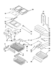 Shelf Parts Diagram and Parts List for AFD2535DEW9  Amana Refrigerator