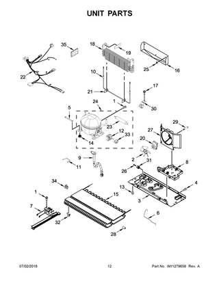 Unit Parts Diagram and Parts List for MFF2558FEZ02  Maytag Refrigerator