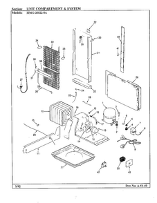Unit Compartment & System Diagram and Parts List for 20022-0A  Admiral Refrigerator
