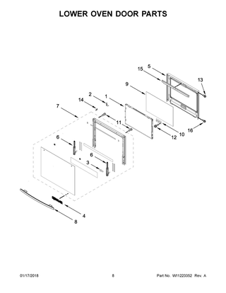 Lower Oven Door Parts Diagram and Parts List for JJW2827DB02  Maytag Wall Oven