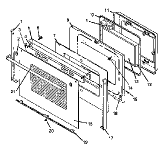 Oven Door Assy Diagram and Parts List for AGS781E-P1141275NE  Amana Range