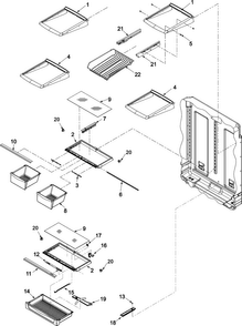 Refrigerator Shelving Diagram and Parts List for ABB2527DEB2  Amana Refrigerator