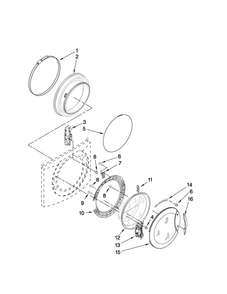 Door And Latch Parts Diagram and Parts List for NFW7500VW01  Amana Washer