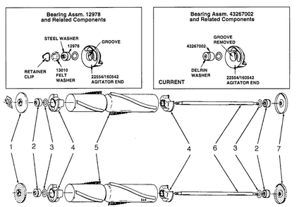Agitator Diagram and Parts List for U4159  Hoover Upright Vacuum