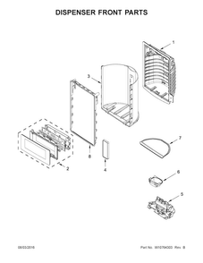 Dispenser Front Parts Diagram and Parts List for JFX2897DRP00  Jenn-Air Refrigerator