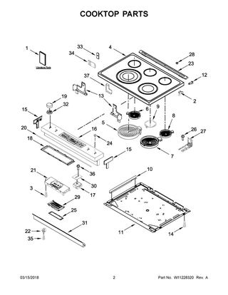 Cooktop Parts Diagram and Parts List for JES1450CFS2  Maytag Range