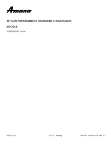 Cover Sheet Diagram and Parts List for AGG222VDW2  Amana Range