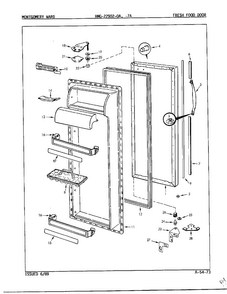 Fresh Food Door Diagram and Parts List for 22902-OA  Admiral Refrigerator