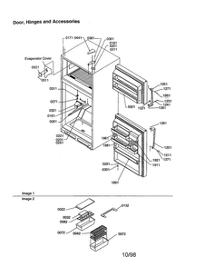 Door, Hinges And Accessories Diagram and Parts List for TXI18VE-P1302402WE  Amana Refrigerator