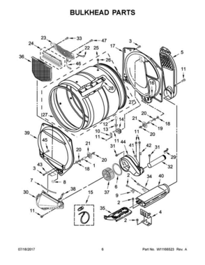 04 - Bulkhead Parts Diagram and Parts List for YMEDB765FC0  Maytag Dryer