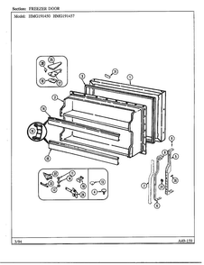 Freezer Door Diagram and Parts List for 191457  Admiral Refrigerator