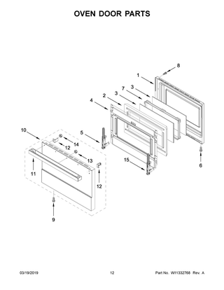 Oven Door Parts Diagram and Parts List for JDRP636HM00  Maytag Range
