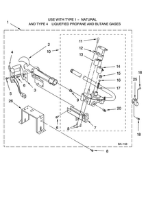 8576353 Burner Assembly Diagram and Parts List for MGDE900VW0  Maytag Dryer