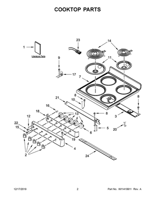 Cooktop Parts Diagram and Parts List for AEP222VAW4  Maytag Range