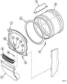 Drum Assy Diagram and Parts List for SSG609WF  Speed Queen Dryer