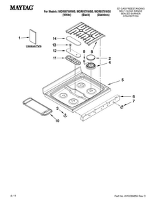 Cooktop Parts Diagram and Parts List for MGR8875WS0  Maytag Range