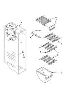 Freezer Liner Parts Diagram and Parts List for MSD2552VEA01  Maytag Refrigerator
